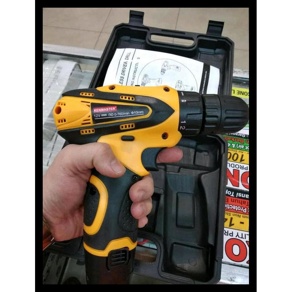 Terbaru Bor Baterei Kenmaster Cordless Drill Bor Portable Bor Baterai Batre Berkualitas