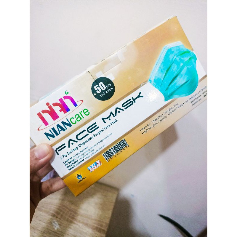 COD - MASKER MEDIS NIAN CARE - FACE MASK 3 PLY BAHAN LEMBUT DAN HALUS - TALI KUAT DAN NYAMAN