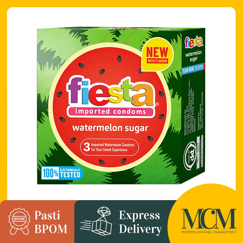Kondom Rasa - Fiesta Kondom Watermelon Sugar - 3 Pcs - Kondom Tipis