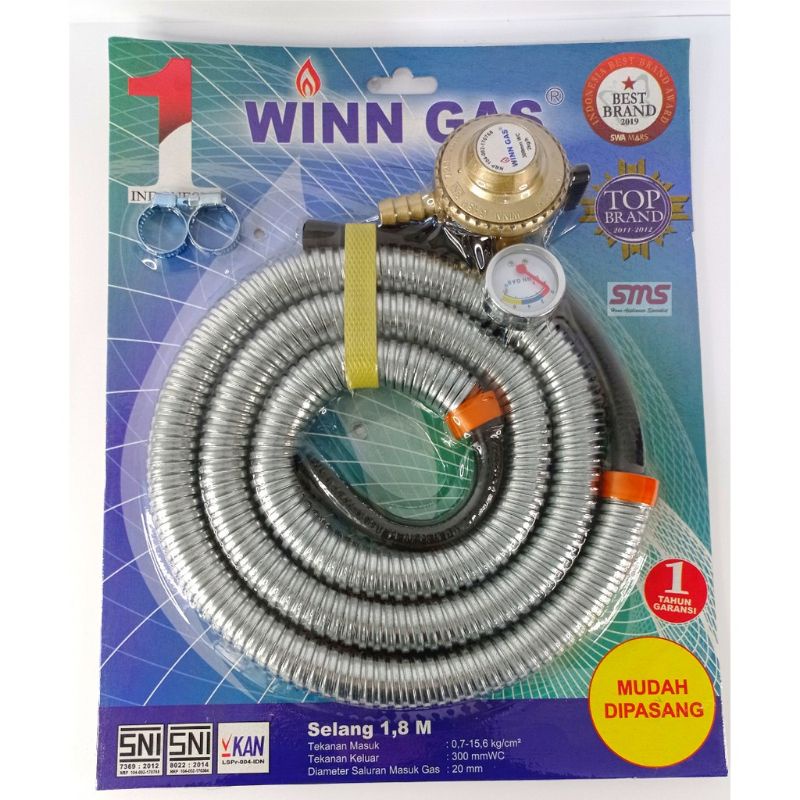 SELANG PAKET WINN GAS PLUS REGULATOR KOMPOR JARUM WINN GAS SNI