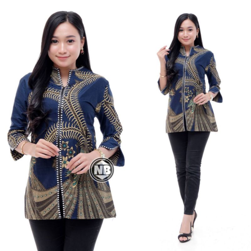 ATASAN BATIK WANITA MODERN ASJ SA HRB026 MONALISA GENES BLOUSE-No11