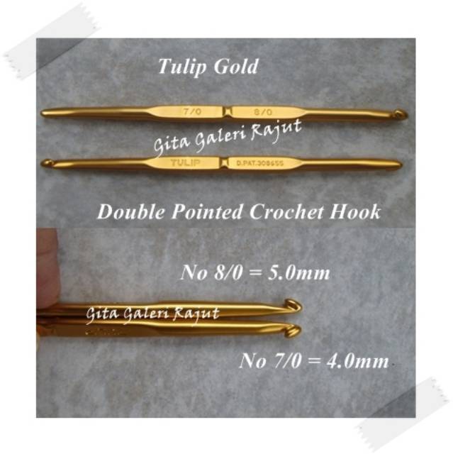 Jarum Rajut / Hakpen Tulip Gold / Hakken /Alat Rajut / Hakpen Gold