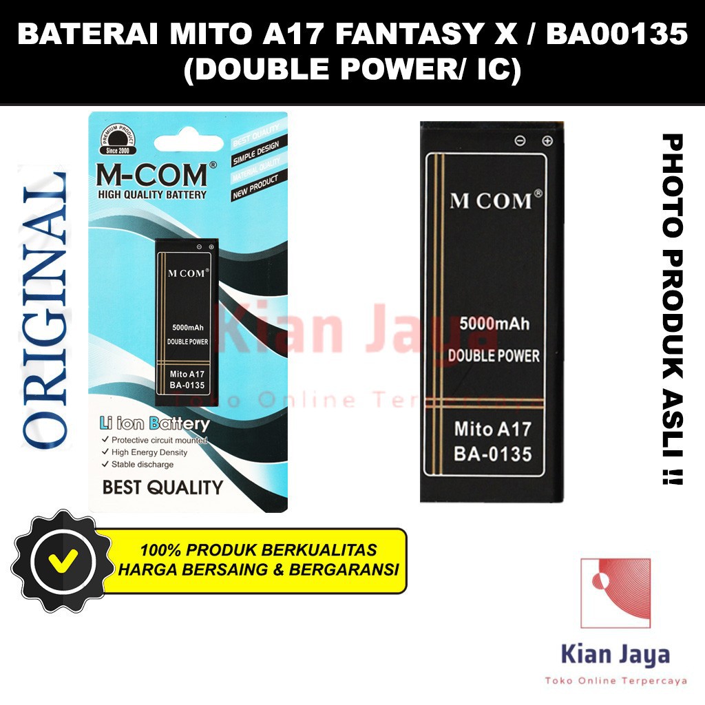 MCOM Baterai Hp Mito A17 Fantasy X BA00135 Original Double Power Batre Batrai Battery Ori BA-00135