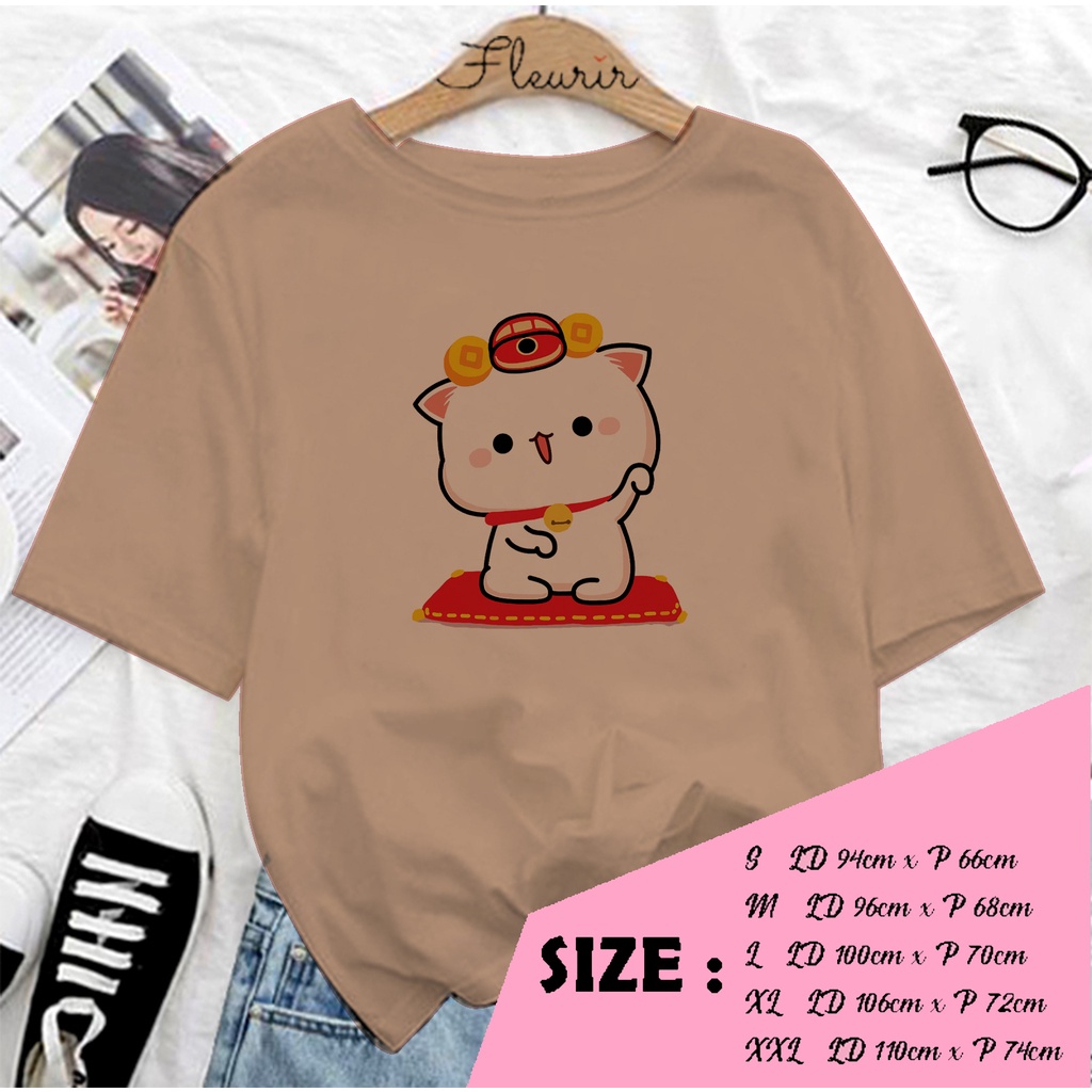 FLEURIR - KAOS PEACH IMLEK OVERSIZE KATUN WANITA DEWASA TUMBLR TEE UNISEX JUMBO