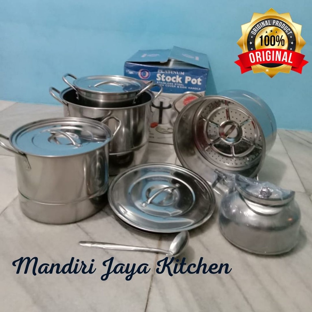 Panci Kukus/Dandang Stock Pot Stainless ONOKABE + Steamer 5 set