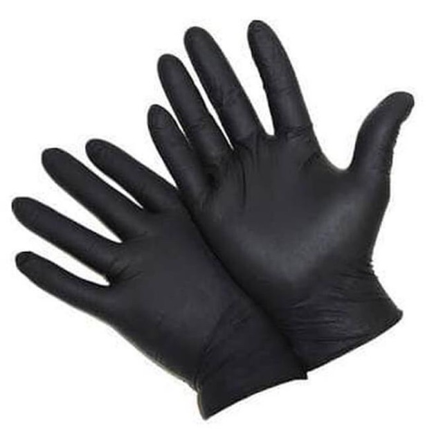 1 pasang nitril black gloves sulam / sarung tangan karet niltrile hitam