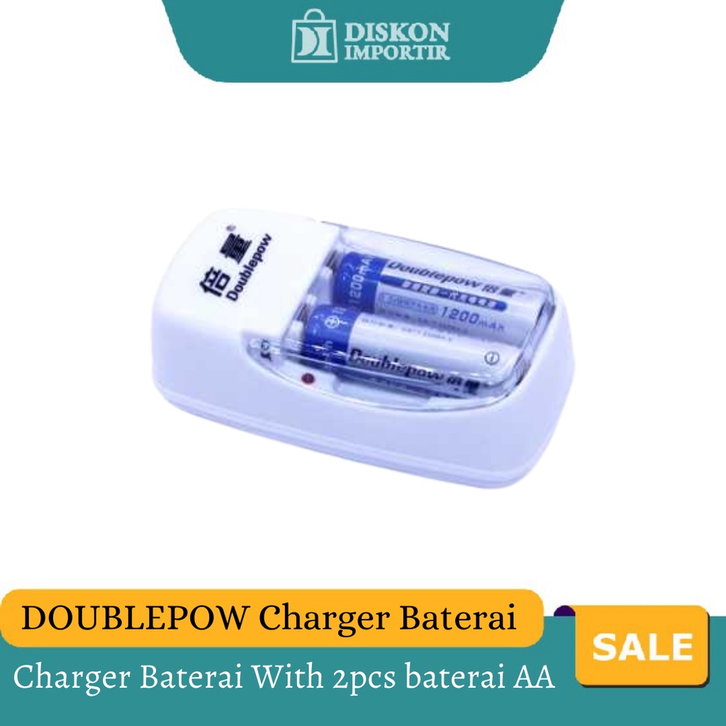 DOUBLEPOW Charger Baterai 2 slot AA/AAA with 2PCS AA 1200mAh - DP-B01