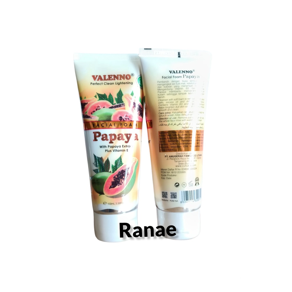 Valenno Facial Foam Papaya With Papaya Extract Plus Vitamin E 100ml