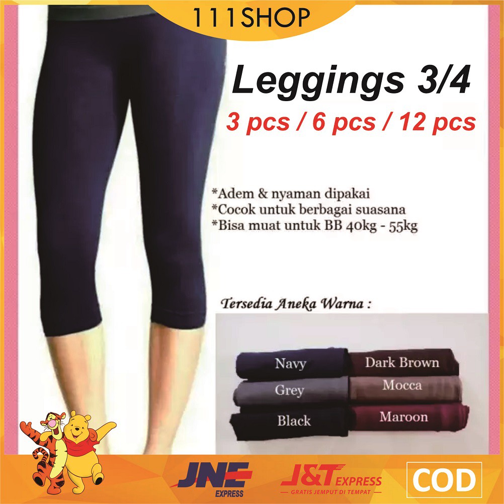 3 PCS LEGING Legging Wanita Pendek Size Jumbo 3L 4L 5L HITAM