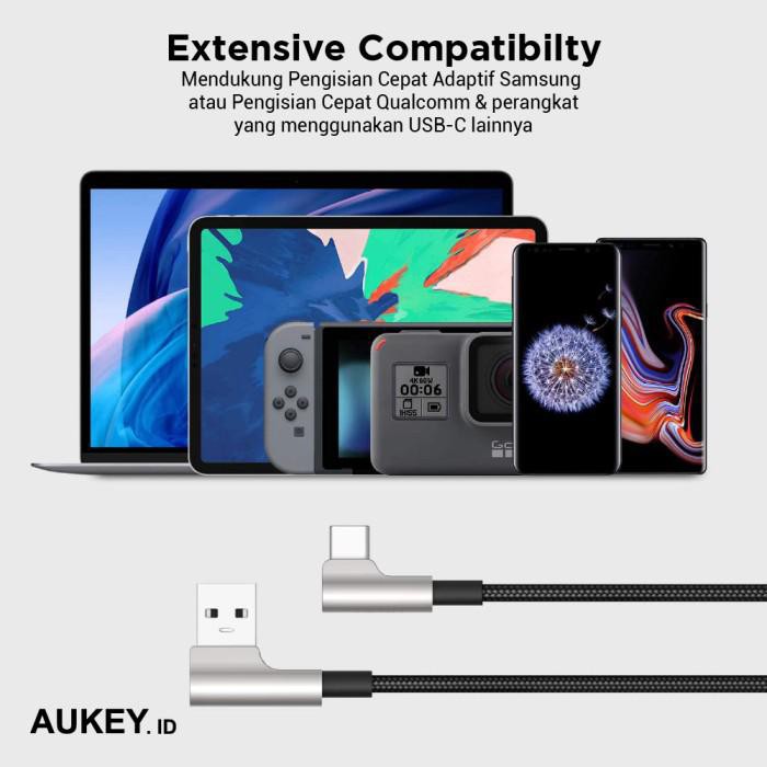 Aukey Cable Braided Nylon USB to Type C Elbow Gaming - 500691 - CB-CMD32