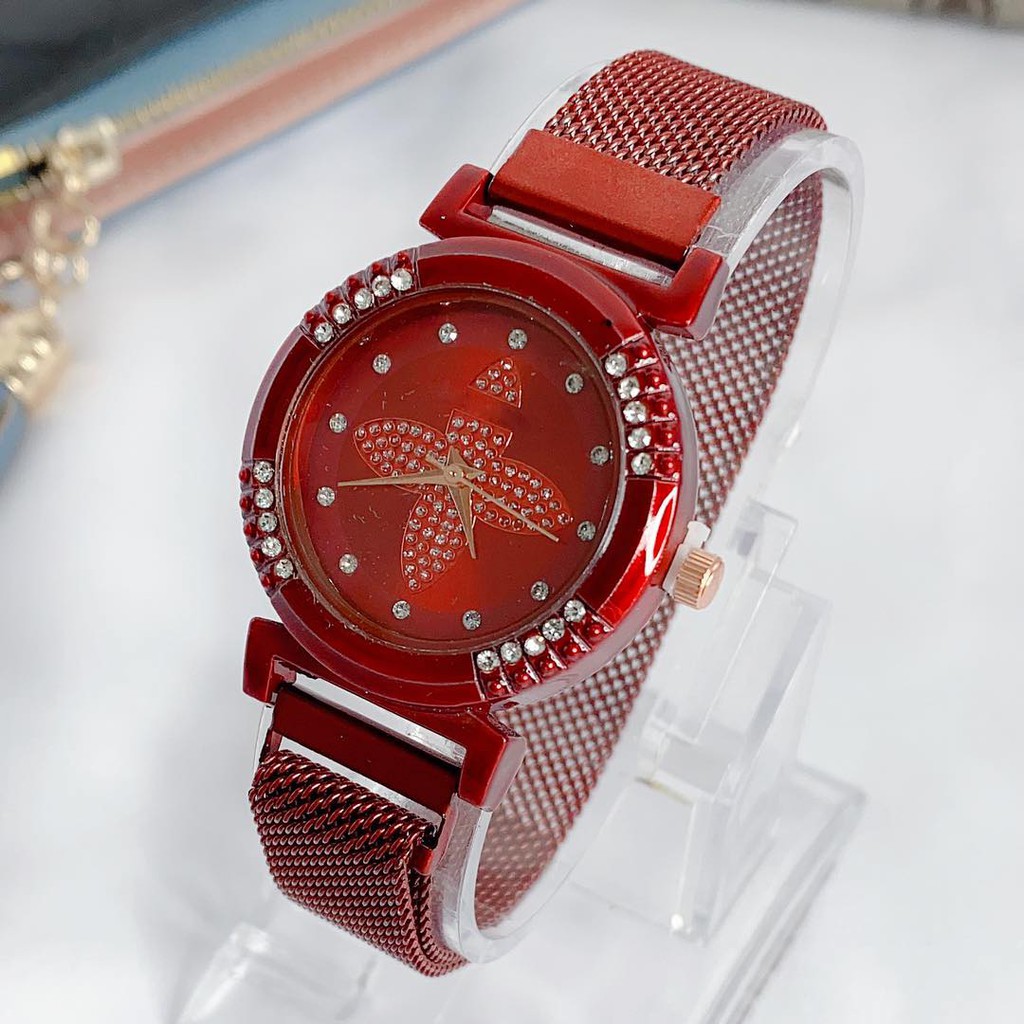 JAM TANGAN WANITA RANTAI MAGNET ANALOG IMPORT QUARTZ PLAT DIAMOND