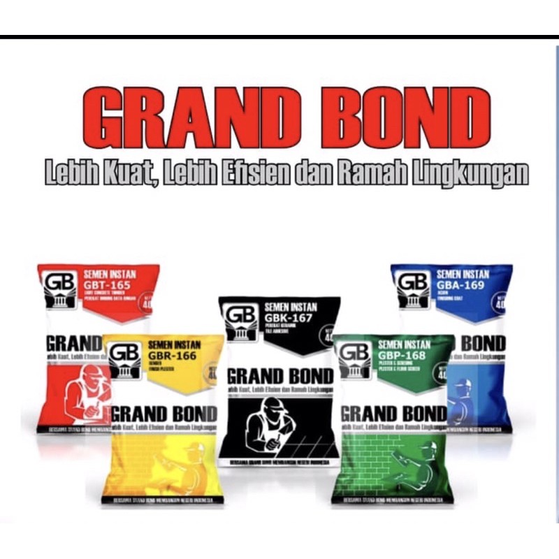 Semen instan GRAND BOND Thinbed Acian Plester Render Perekat Keramik Bata Ringan Hebel Batako Mortar