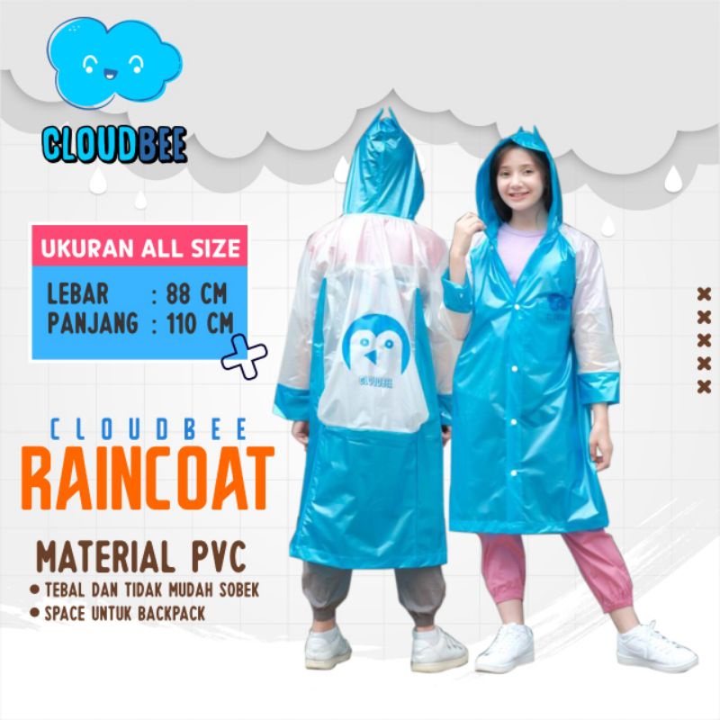 OPEN PO CLOUDBEE RAINCOAT 4-12 TAHUN / JAS HUJAN ANAK / MANTEL ANAK