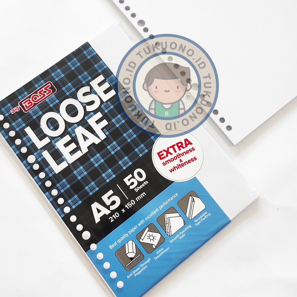 

BIG BOSS Loose Leaf A5 50 Lembar POLOS Ukuran 210x150mm | Isi Kertas Binder