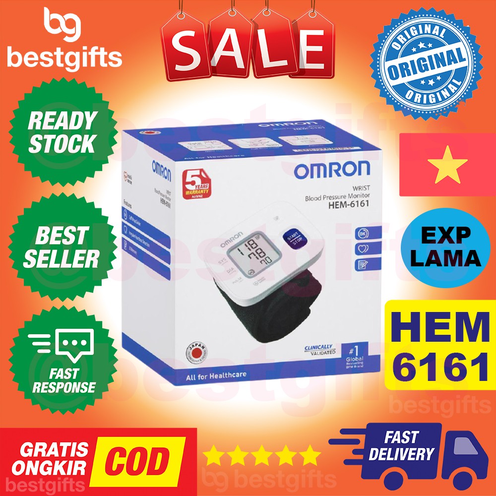 OMRON AUTOMATIC WRIST BLOOD PRESSURE MONITOR ALAT TENSIMETER PERGELANGAN TANGAN TENSI METER HEM 6161