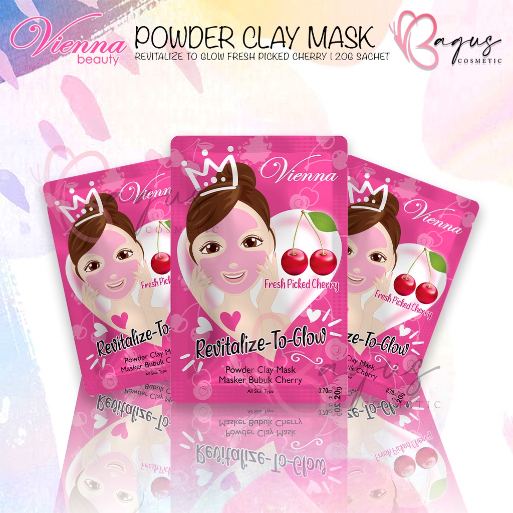 ⭐ BAGUS ⭐ VIENNA POWDER CLAY MASK REVITALIZE TO GLOW FRESH PICKED CHERRY | 20G SACHET