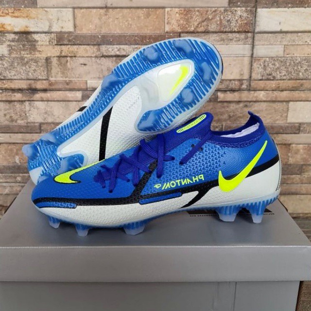 Sepatu Bola Nike Phantom Gt2 Elite White Blue Putih Biru Fg  Soccer Sepak Bola Sepakbola Olah Raga O