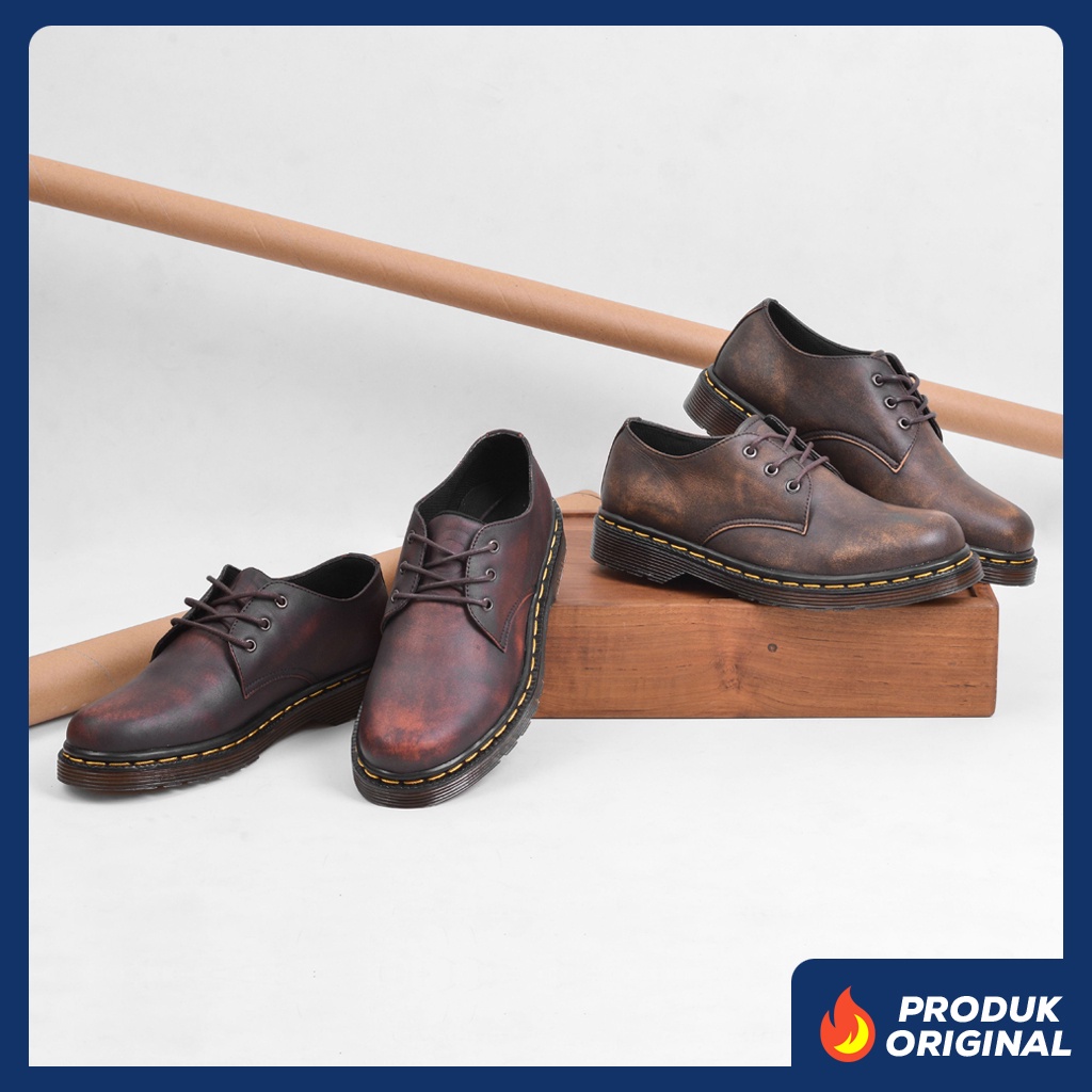 KALMAR SERIES ORIGINAL x GREATA Sepatu Kulit Sapi Asli Pria Formal Pantofel Tali Kerja Kantor Dinas Resmi Guru Kantoran Pesta Undangan Kondangan Wedding Kuliah Semi Casual Model Docmart 3 Hole Holes Low Modern Oxford Genuine Leather Footwear Keren Terbaru