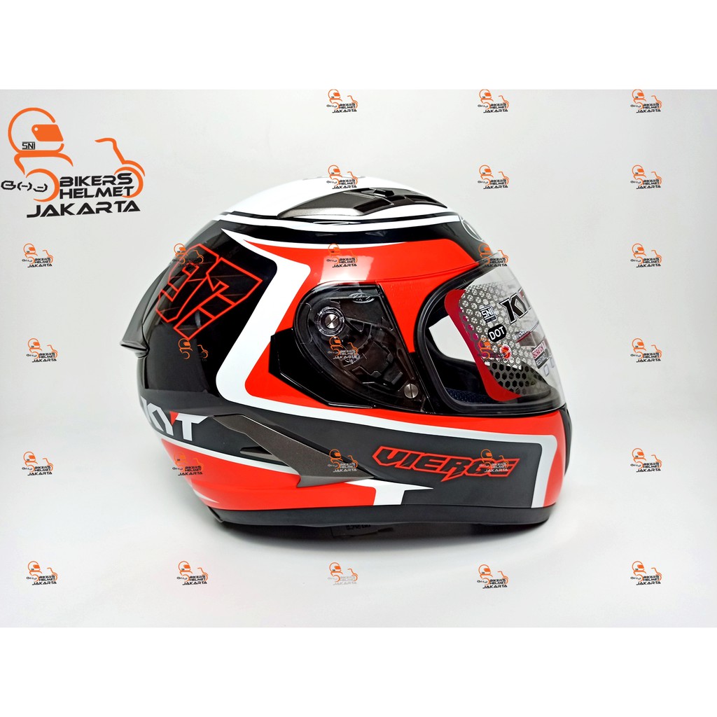 KYT HELM VENDETTA 2 XAVI VIERGE BLACK RED FLUO DOUBLE VISOR FULL FACE