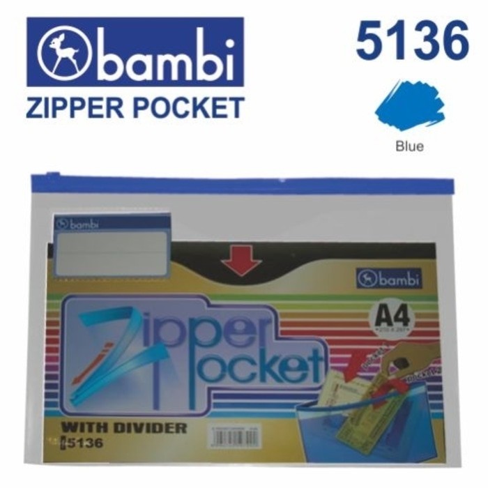 

Zipper pocket Divider A4 with PVC semi transparant