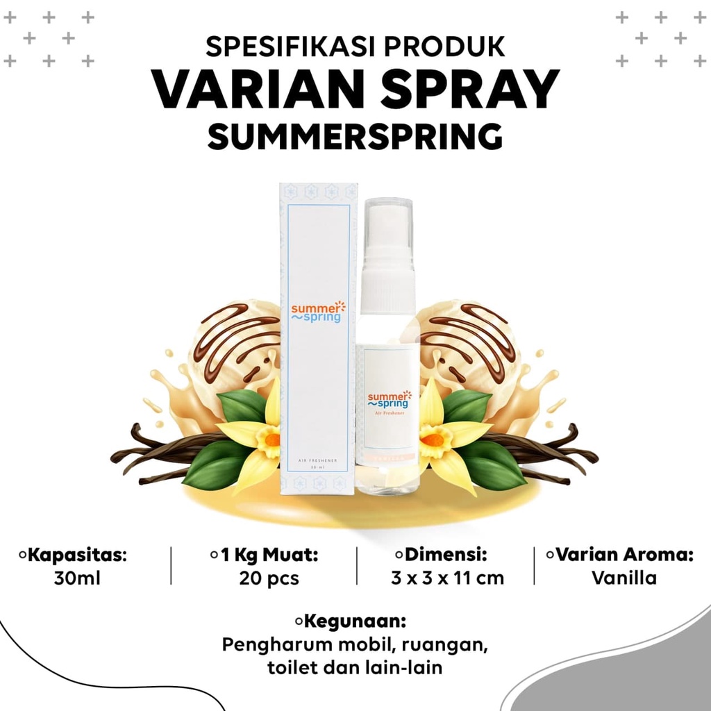 SummerSpring Spray Pengharum Mobil AC Aroma Vanilla Pewangi Ruangan Kamar Tidur Parfum Kamar Mandi