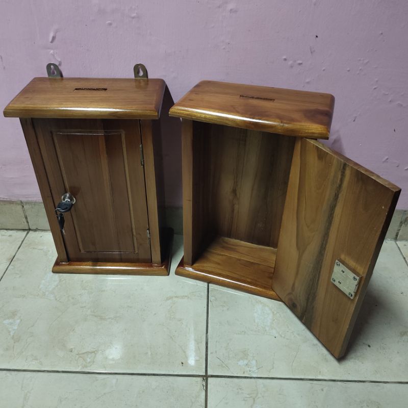Kotak Saran Kayu Jati - Kotak Surat Kayu Jati TANGGUNG Ukuran 34 x 23 x 13