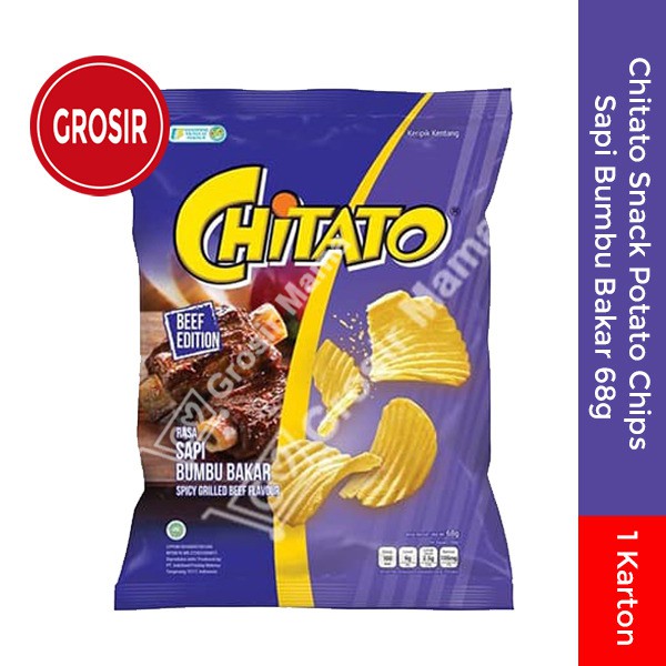 Chitato Snack Potato Chips Sapi Bumbu Bakar 1 Karton 30pcs grosir