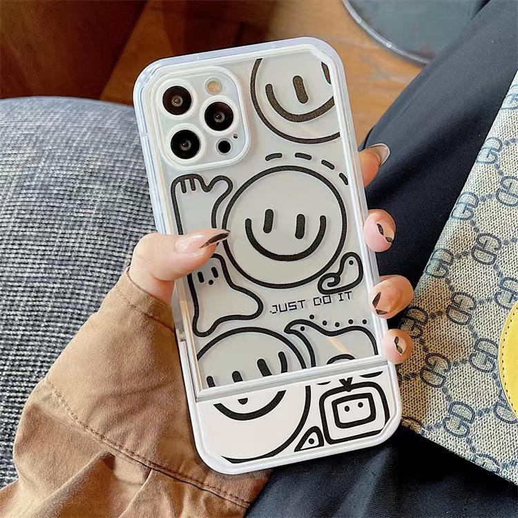 Soft Case TPU Transparan Motif Smiley Cover iPhone 13 12 Pro Max 11 XS XR X 8 7 6S Plus