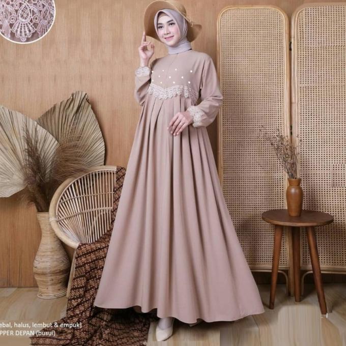 BAYAR COD Baju Gamis Wanita AUDY DRESS Baju Muslim Ori Model Renda 4 Warna PALING LAKU
