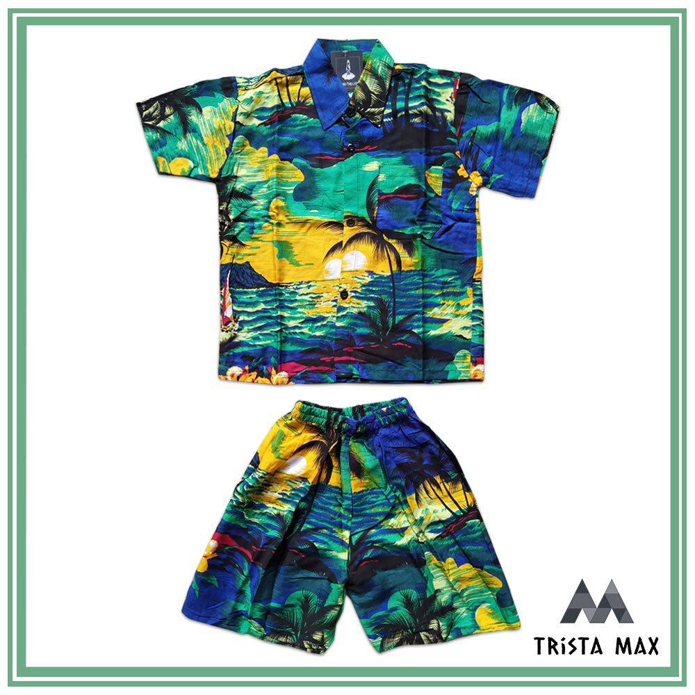 Set Kemeja Pantai Anak Laki-laki - Setelan Anak Murah - Baju Pantai Anak Perempuan dan Cowok