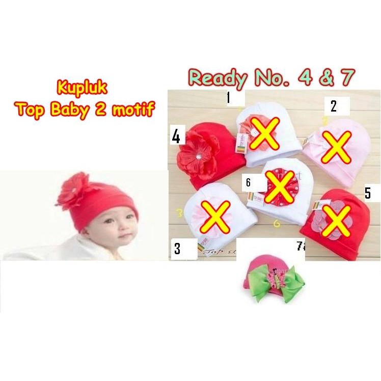 KUPLUK TOP BABY 2 MOTIF / TOPI BUNGA / KUPLUK BUNGA ANAK