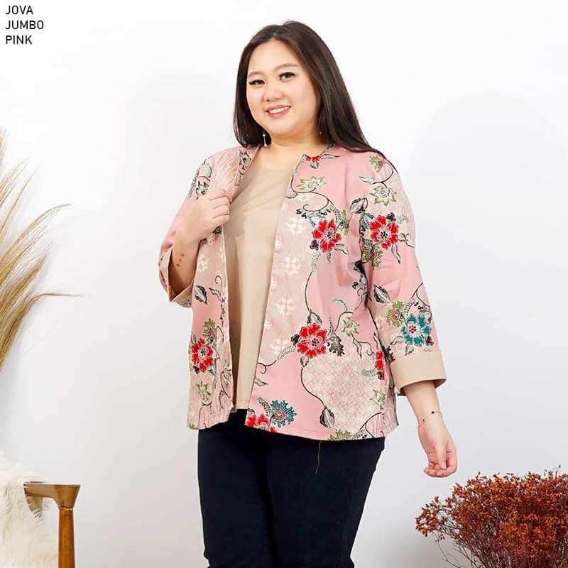 Evercloth Jova Atasan Batik Lengan Panjang Wanita Model Blazer Outer