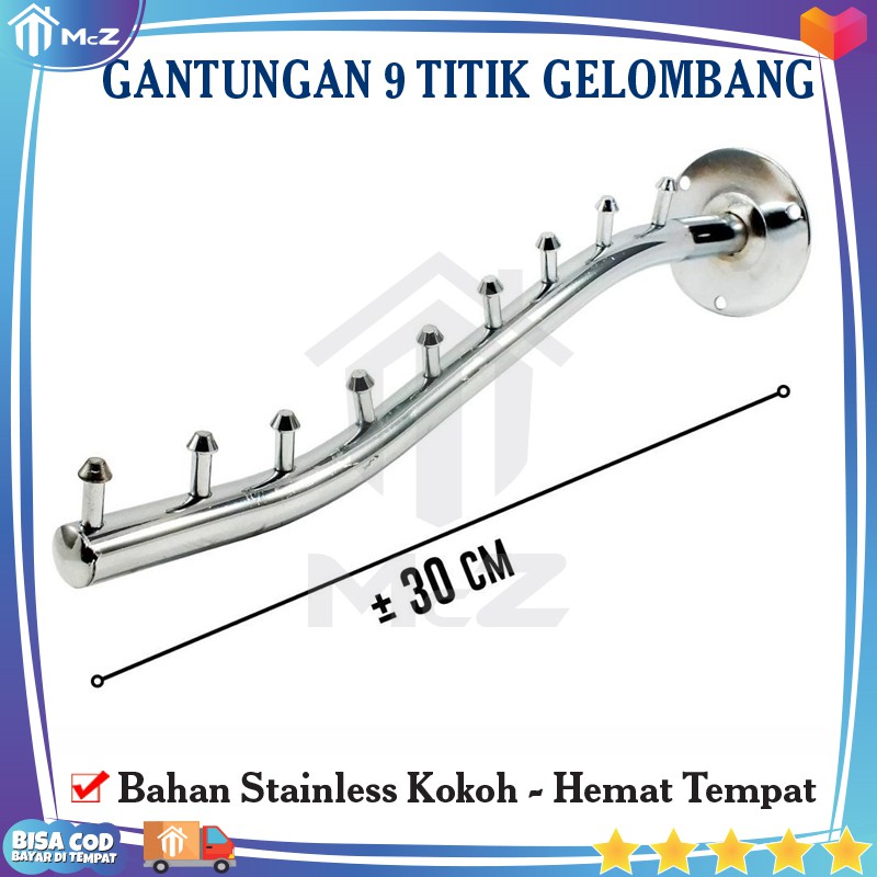 Gantungan Baju 9 Titik Gelombang Stainless Tempel Tembok Gantungan Baju Dinding Besi Bisa Cod Shopee Indonesia