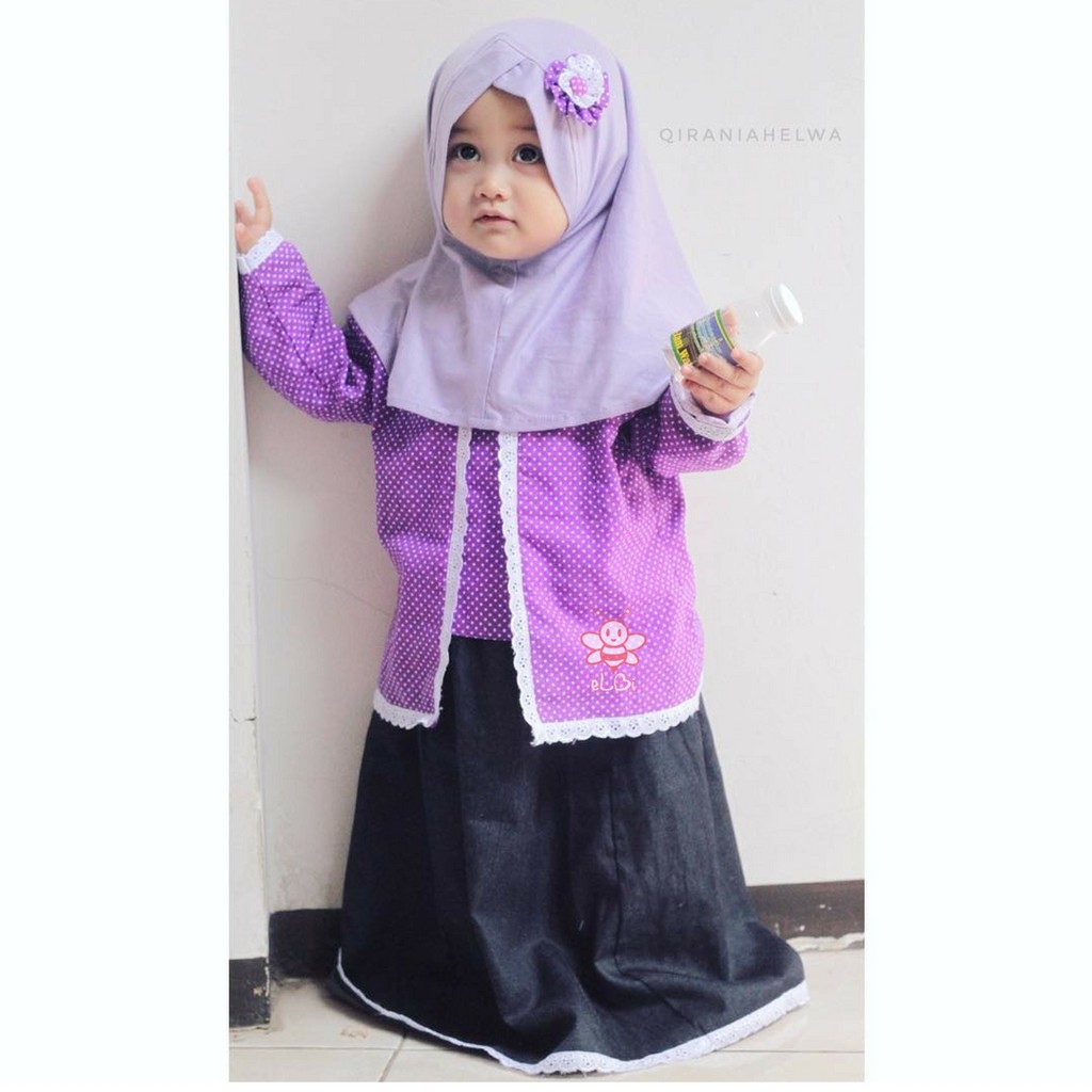 Baju Muslim Anak Perempuan / Baju Muslim Anak Usia 1-6 tahun eLBi Calista Set