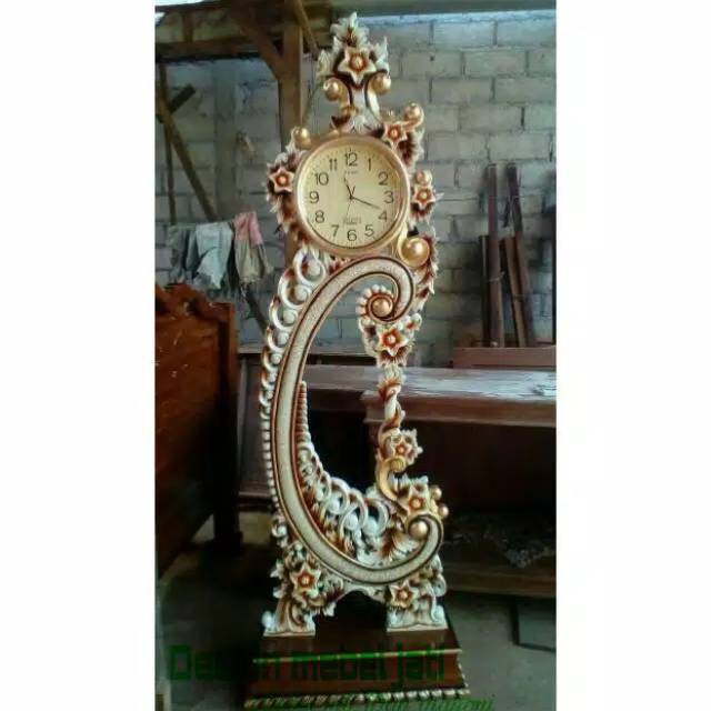 Jam hias ukir berdiri jati jepara