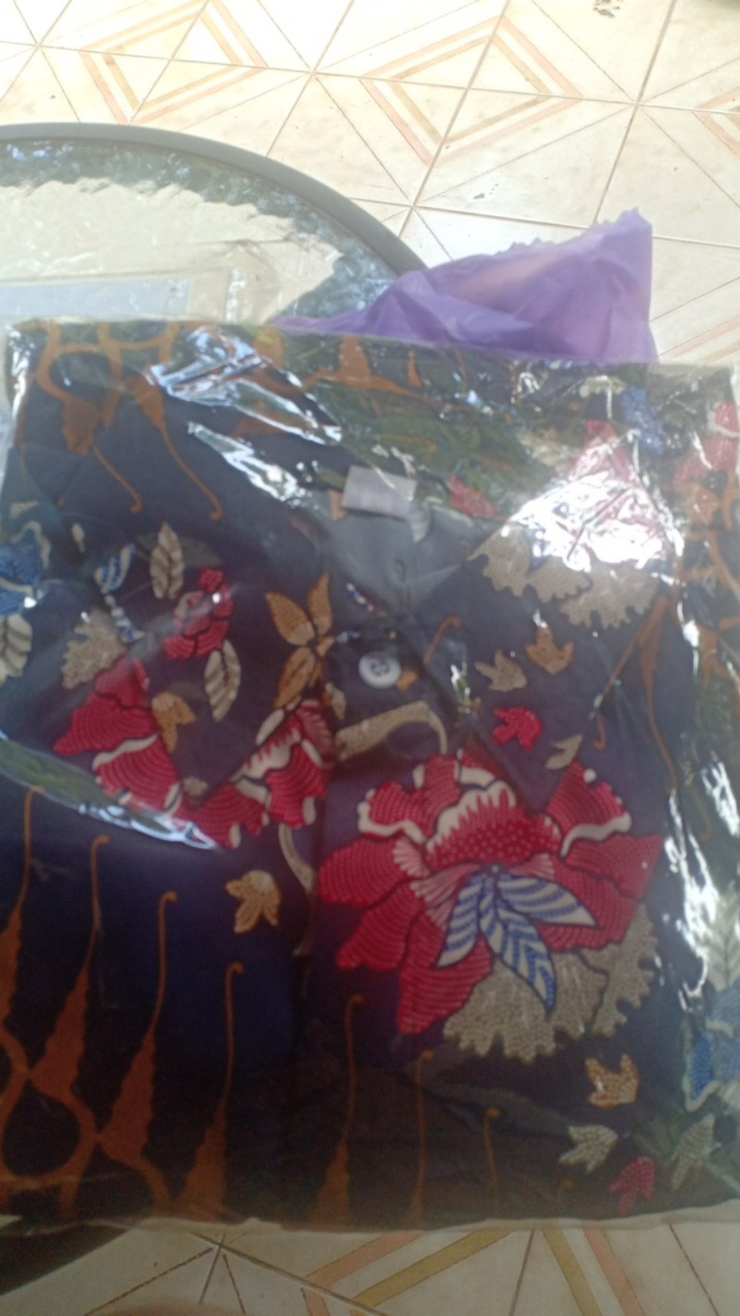 Couple Batik / Seragam Batik / Batik Kebaya Motif Bunga Sepatu Navy