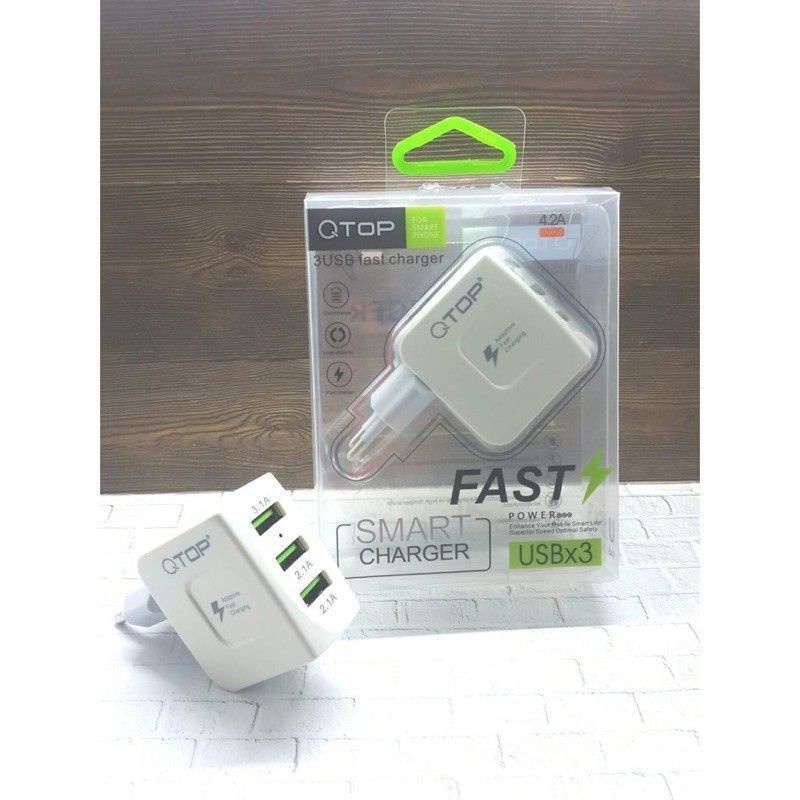 BATOK CASAN 2 OUTPUT KEPALA CHARGER QTOP BATOK CASAN 3 USB 3,1A 1USB 2USB 4USB QTOP BRAND ORIGINAL KUALITS BAGUS