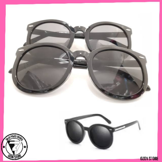 Kacamata HITAM Lensa Transparan Fashion Wanita Pria Frame Sunglasess Bingkai Optik  - Black Grey