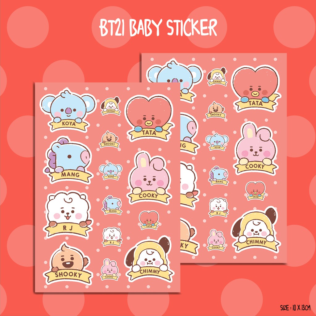 STICKER KARAKTER BT21 / STICKER HP / LAPTOP /LUCU TERMURAH / ARMY INDOESIA / KOLEKSI BTS