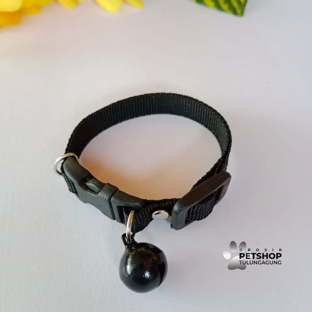 Kalung Kucing Polos Lonceng 14mm Doff bahan tebal