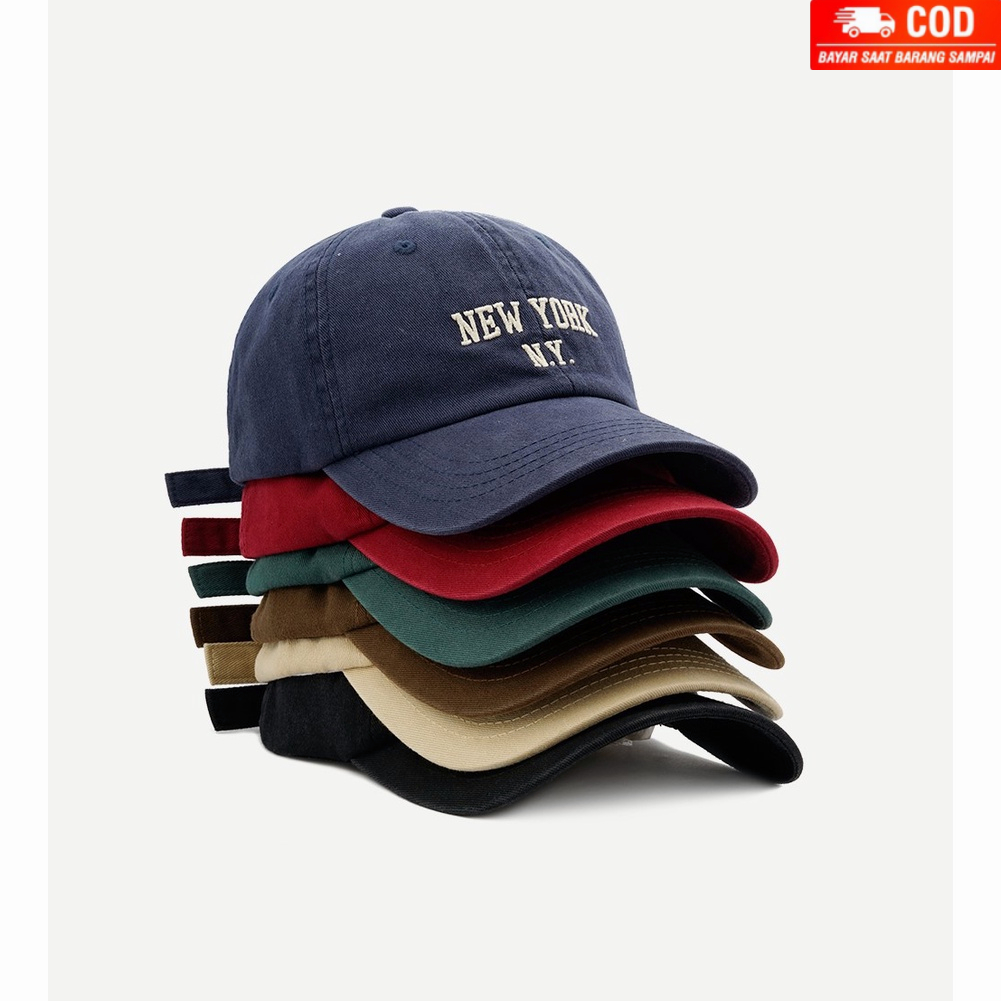 NEXTSTOP-193 Unisex Topi Baseball Pria Wanita Cap Hat Soft Material Bordir New York NY