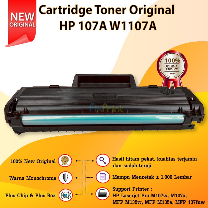 Cartridge Toner Original HP 107A W1107A Printer Laserjet Pro M107w M107a MFP M135w M135a M137fnw