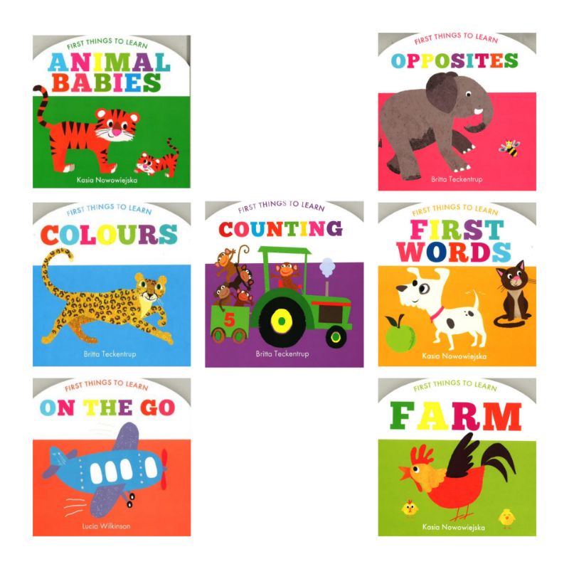 First Things To Learn Curved Books Counting Colours Farm On The Go First Words Opposites Board Book