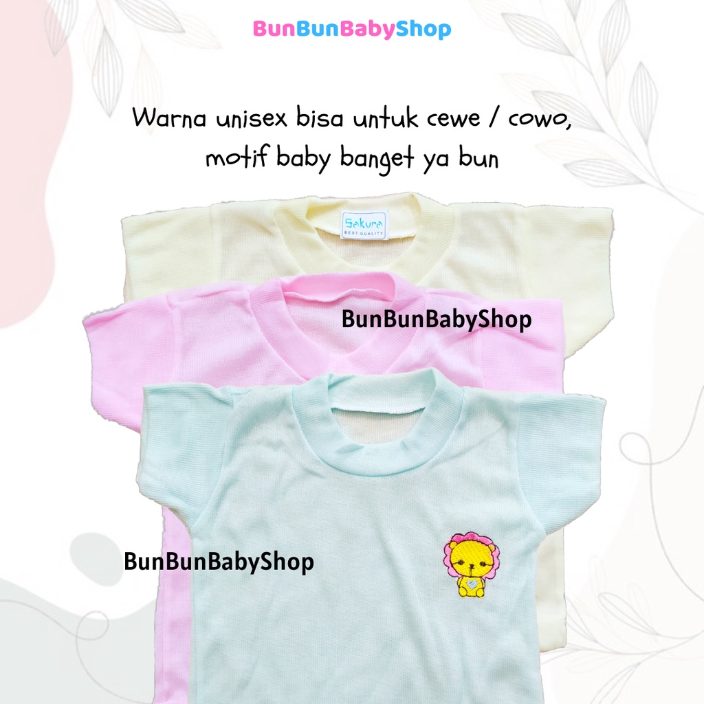 Baju Bayi Lengan Pendek Kaos Oblong Polos Bordir Unisex Atasan Laki Perempuan Perlengkapan Baru Lahir Peralatan Baby New Born Bunbunbabyshop