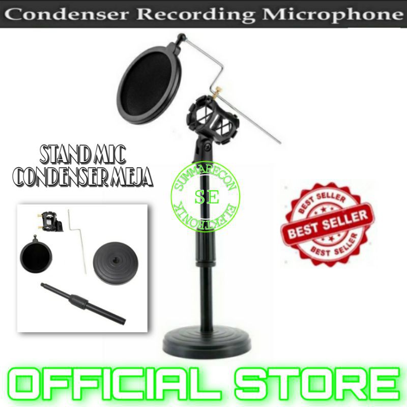 stand mic condenser meja mic recording bigo live