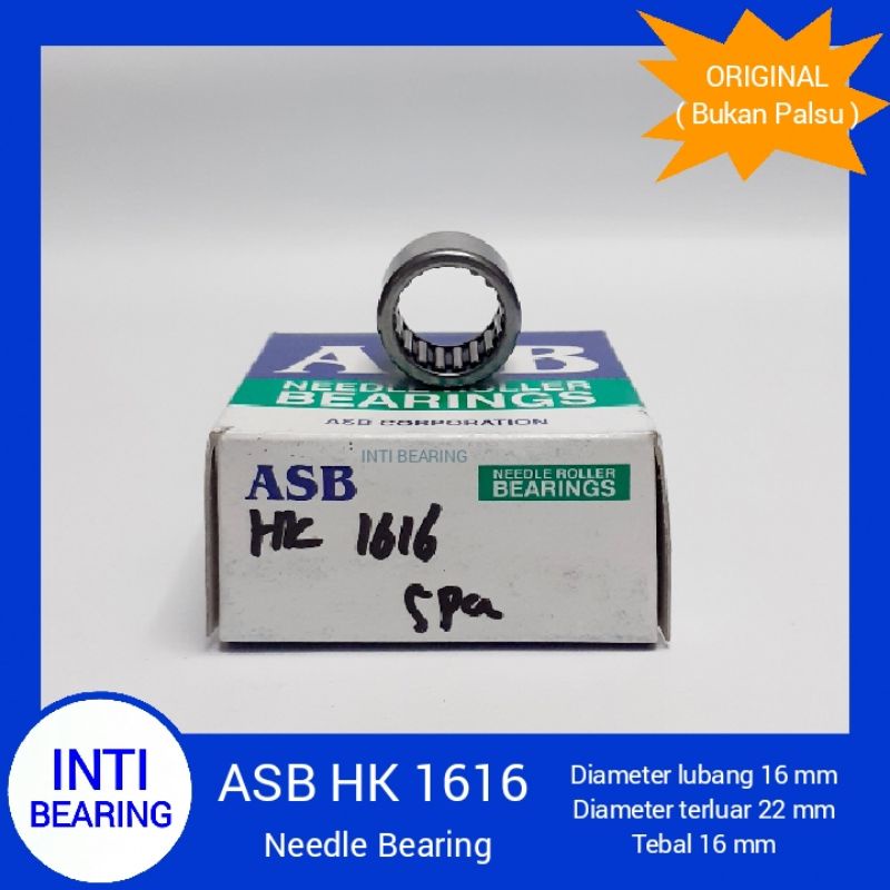 NEEDLE ROLLER BEARING HK 1616 ASB ASLI ORIGINAL LAHER BANTALAN HK1616