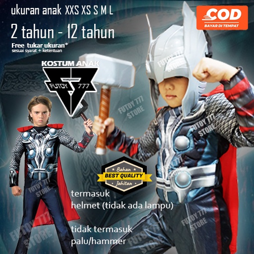 Baju kostum anak Thor Superhero Super Hero ulang tahun cosplay ultah otot Avengers costume costum
