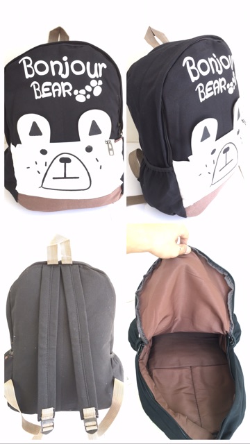 Tas ransel anak remaja wanita kanvas bear import