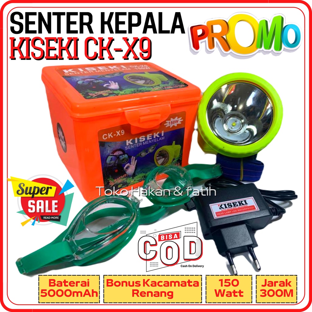 Senter Kepala Selam Diving Super Terang 150 Watt KISEKI CK-X9 - Senter Kepala LED Super Terang Kisek
