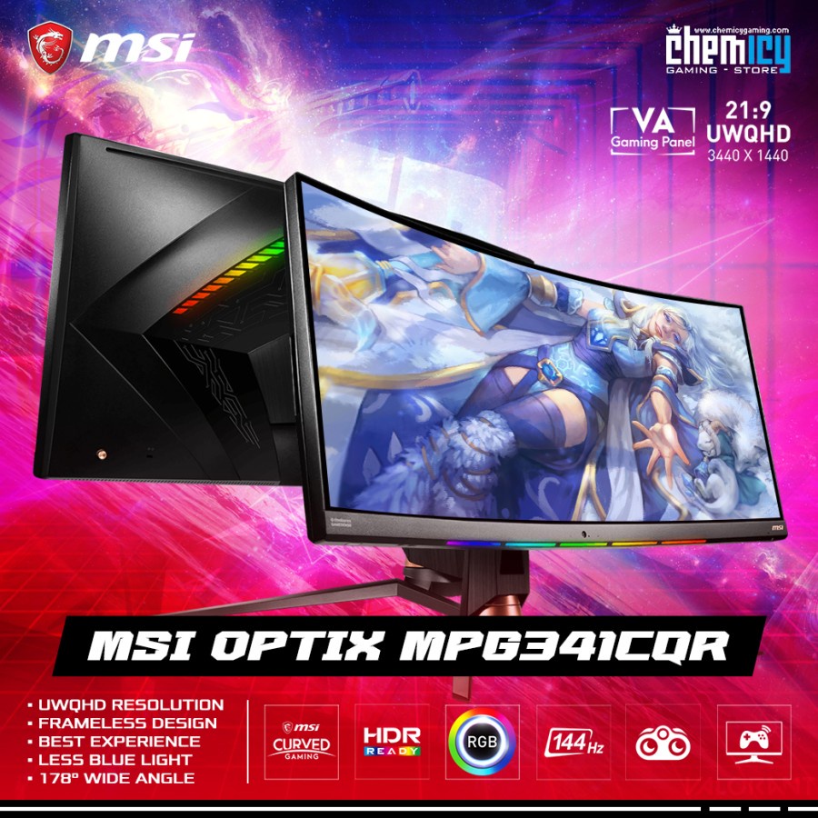 MSI Optix MPG341CQR 34inch 144Hz Adaptive Sync Curved Gaming Monitor